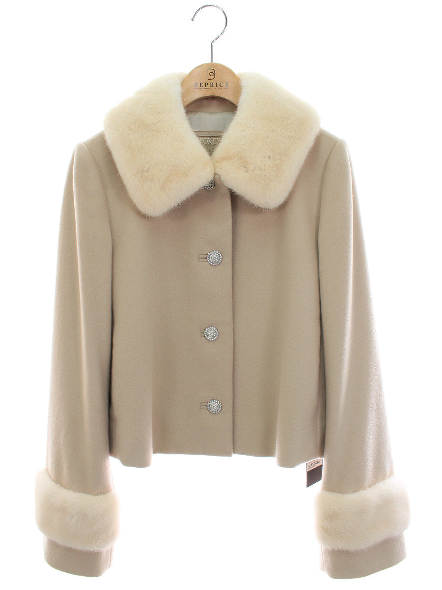 FOXEY フォクシー ジャケット ニット切替え ブラック フォクシー NATURAL by FOXEY カーマイユ ロングニット フォクシー　ジャケット