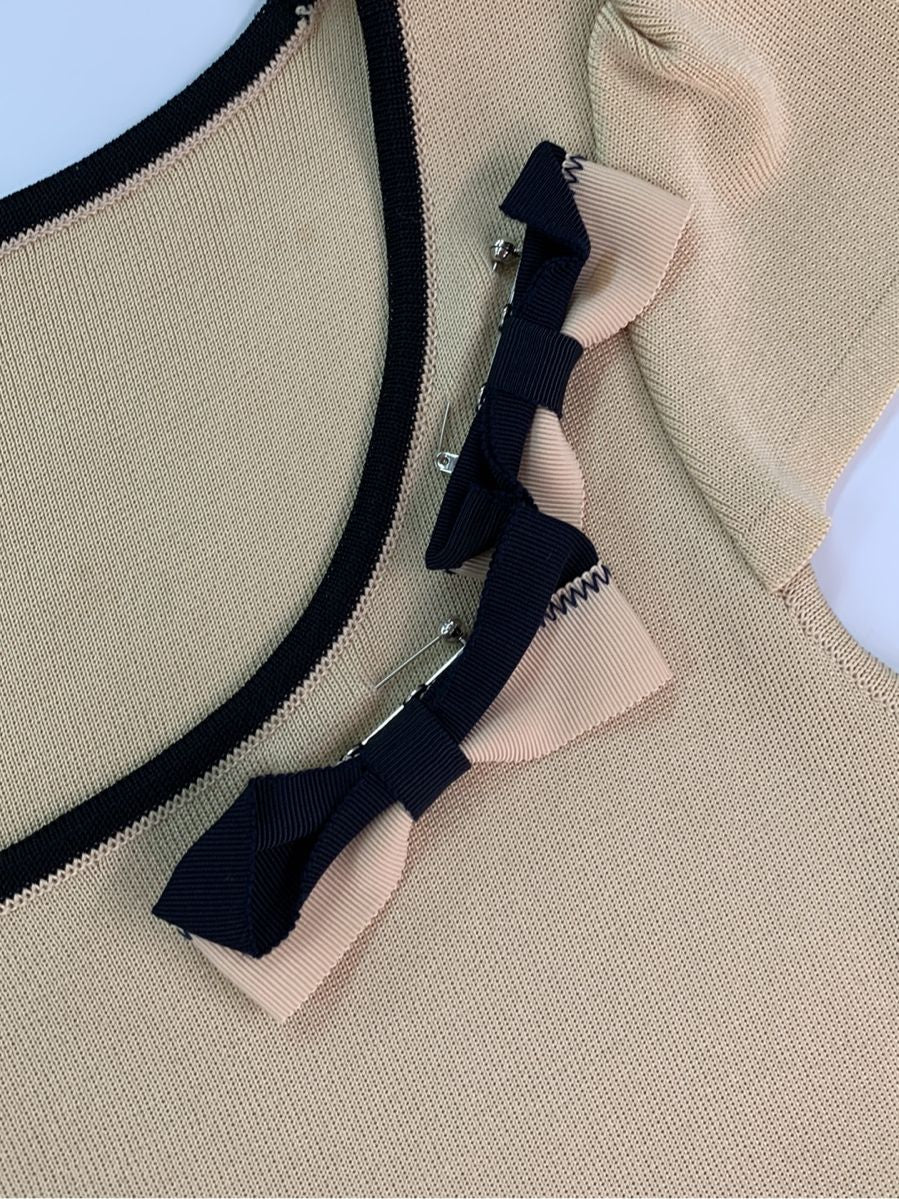 ルネ ニット セーター バイカラー ラウンドネック