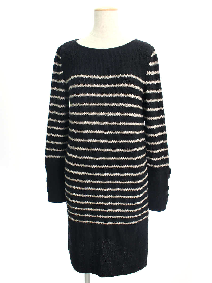 ルネ ニット 超美品】René ルネ ネイビー 半袖ニットトップス 36 楽天