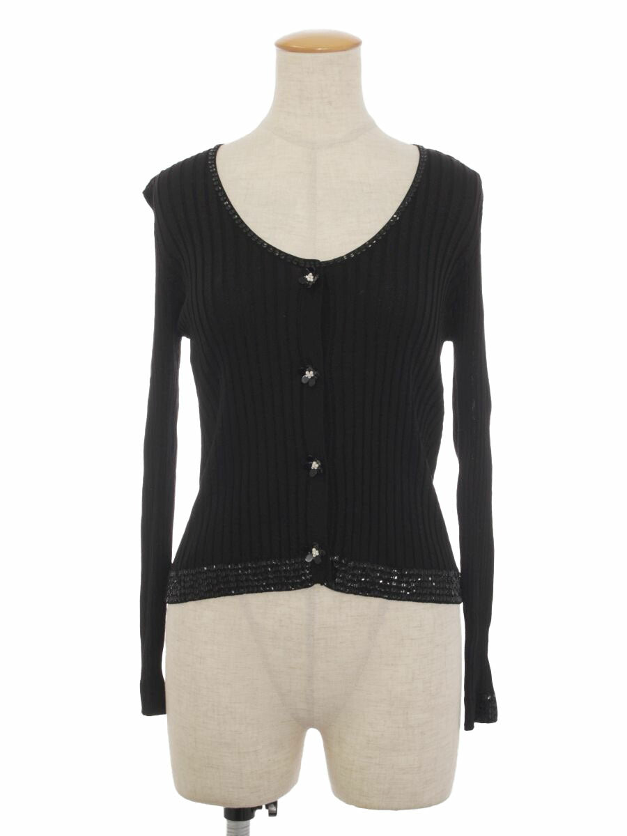 スーパービューティー カーディガン スパンコール フラワーボタン