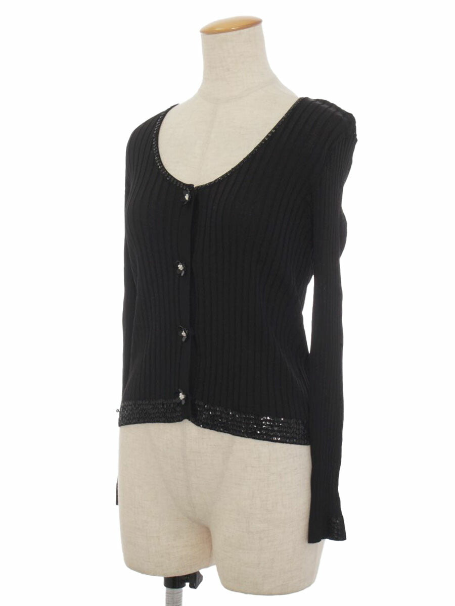 スーパービューティー カーディガン スパンコール フラワーボタン