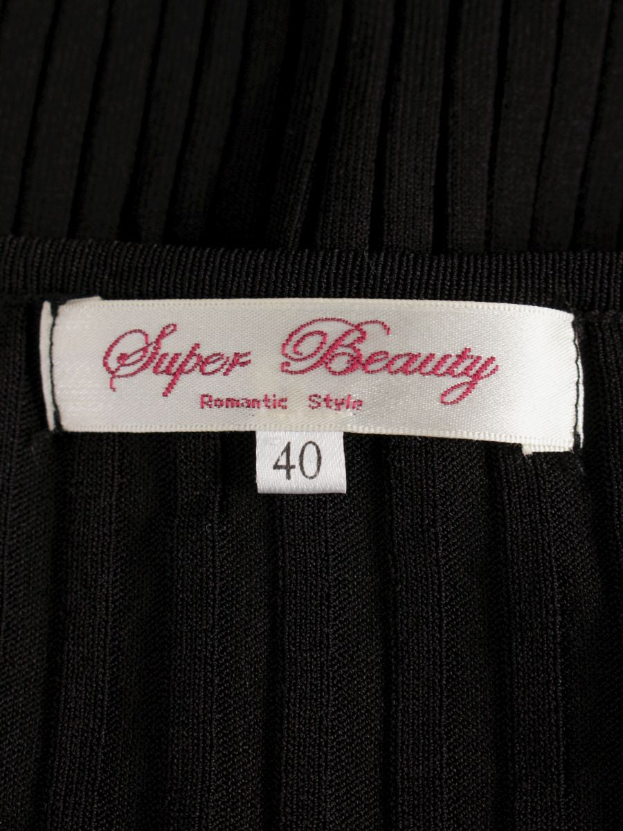 スーパービューティー カーディガン スパンコール フラワーボタン