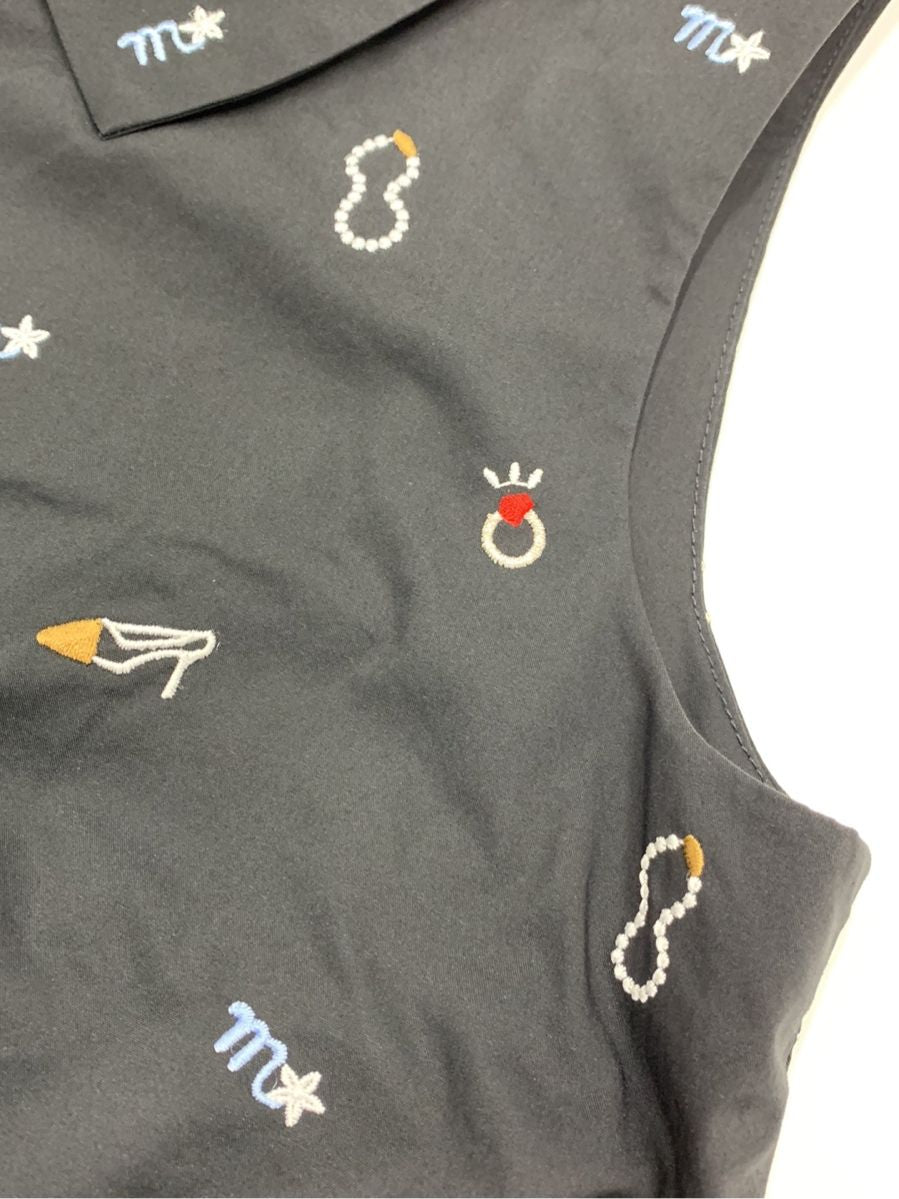 エムズグレイシー ワンピース モチーフ フロントボタン ウエストリボン付き