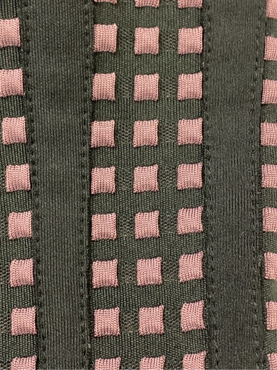 タダシショージ ワンピース スクエアパターン ボーダー