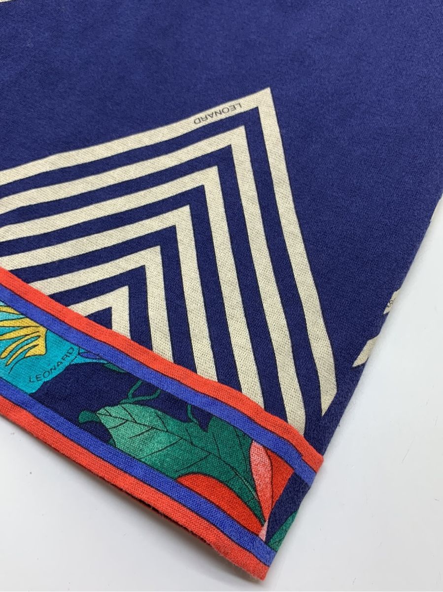 レオナール ワンピース ニット 切替 フラワーモチーフ 花柄