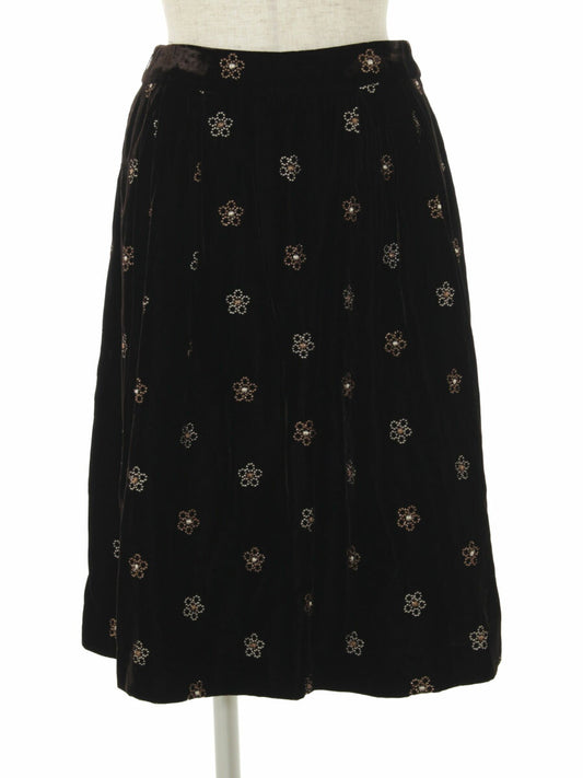 エムズグレイシー スカート ベロア フラワーモチーフ 刺繍