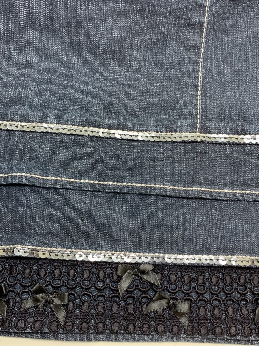 トゥービーシック スカート スパンコール リボン デニム