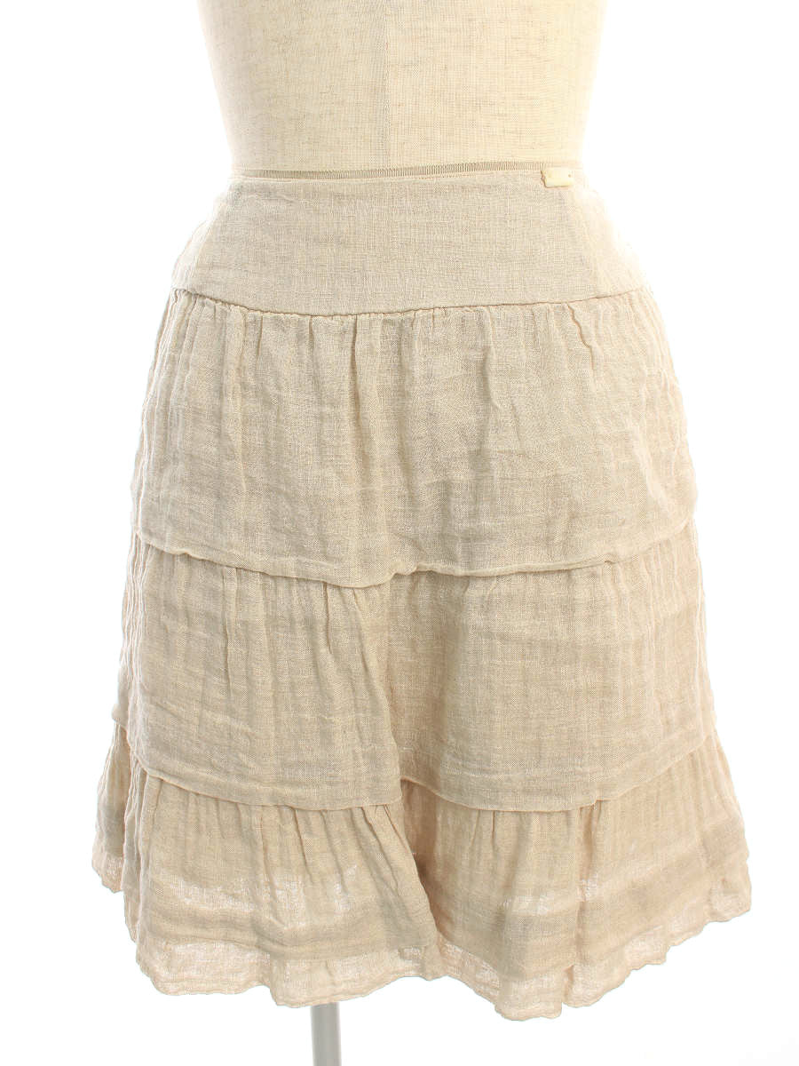 フォクシーブティック スカート 34125 Skirt Linen Whip ワンポイント