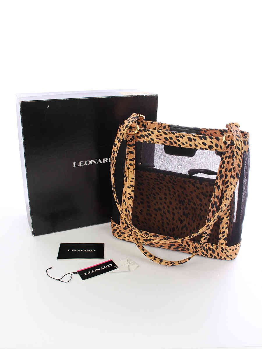 レオナール トートバッグ レオパード メッシュ 総柄