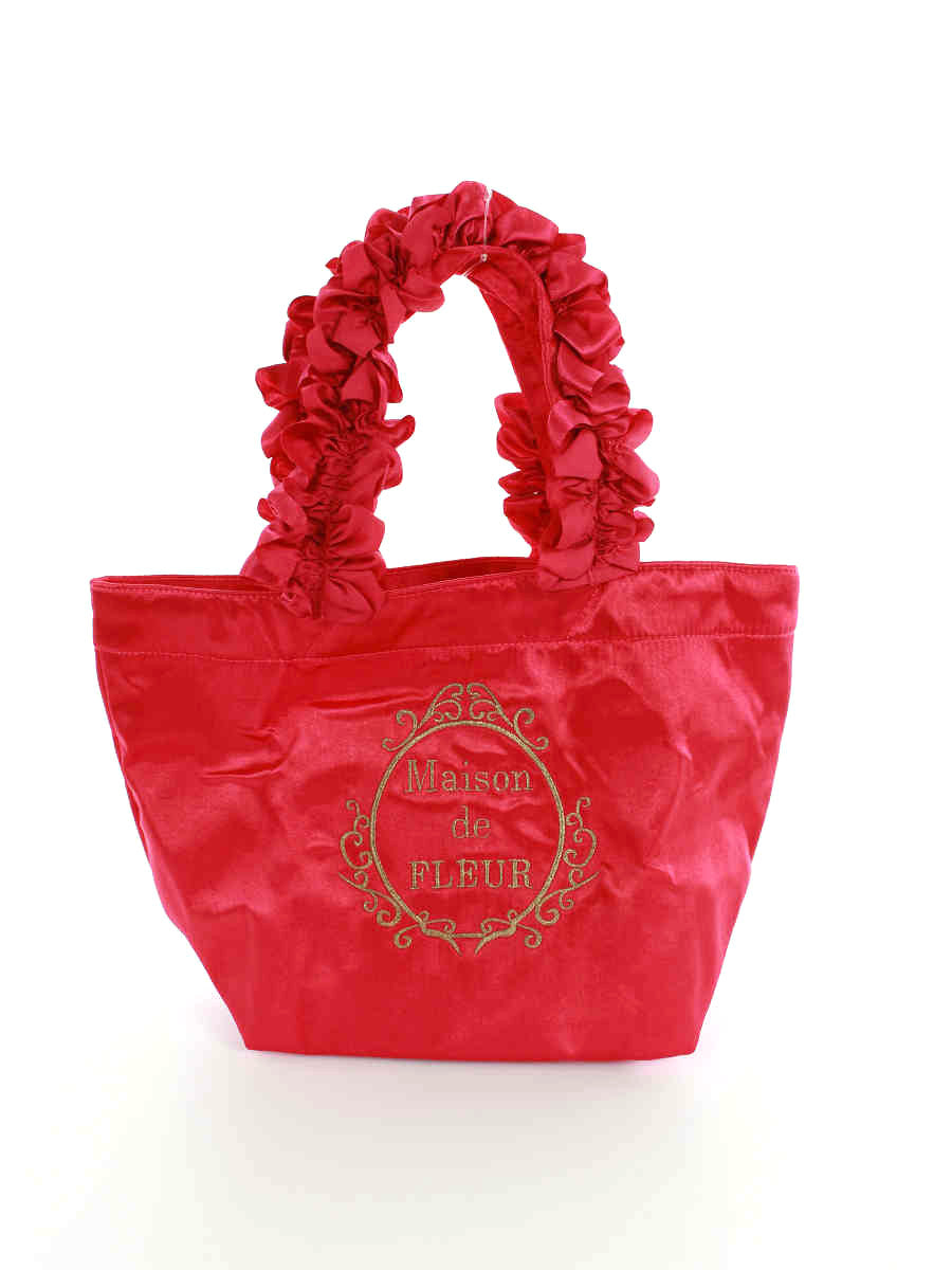 【新品】赤いフリルづかいのトートバッグRIKOのキルティングバッグ