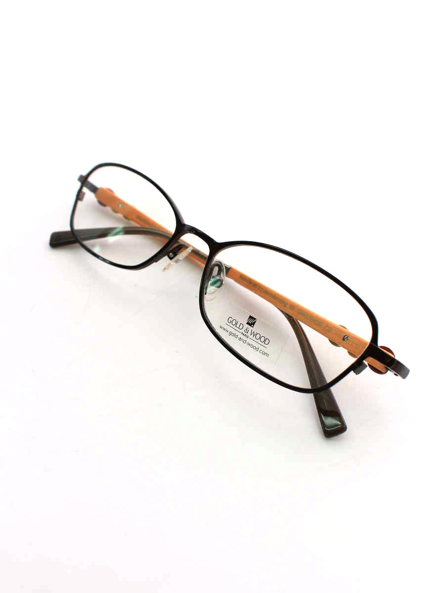 ゴールド&ウッド メガネ GW20W38 C2 ウッドフレーム スクエア ドット