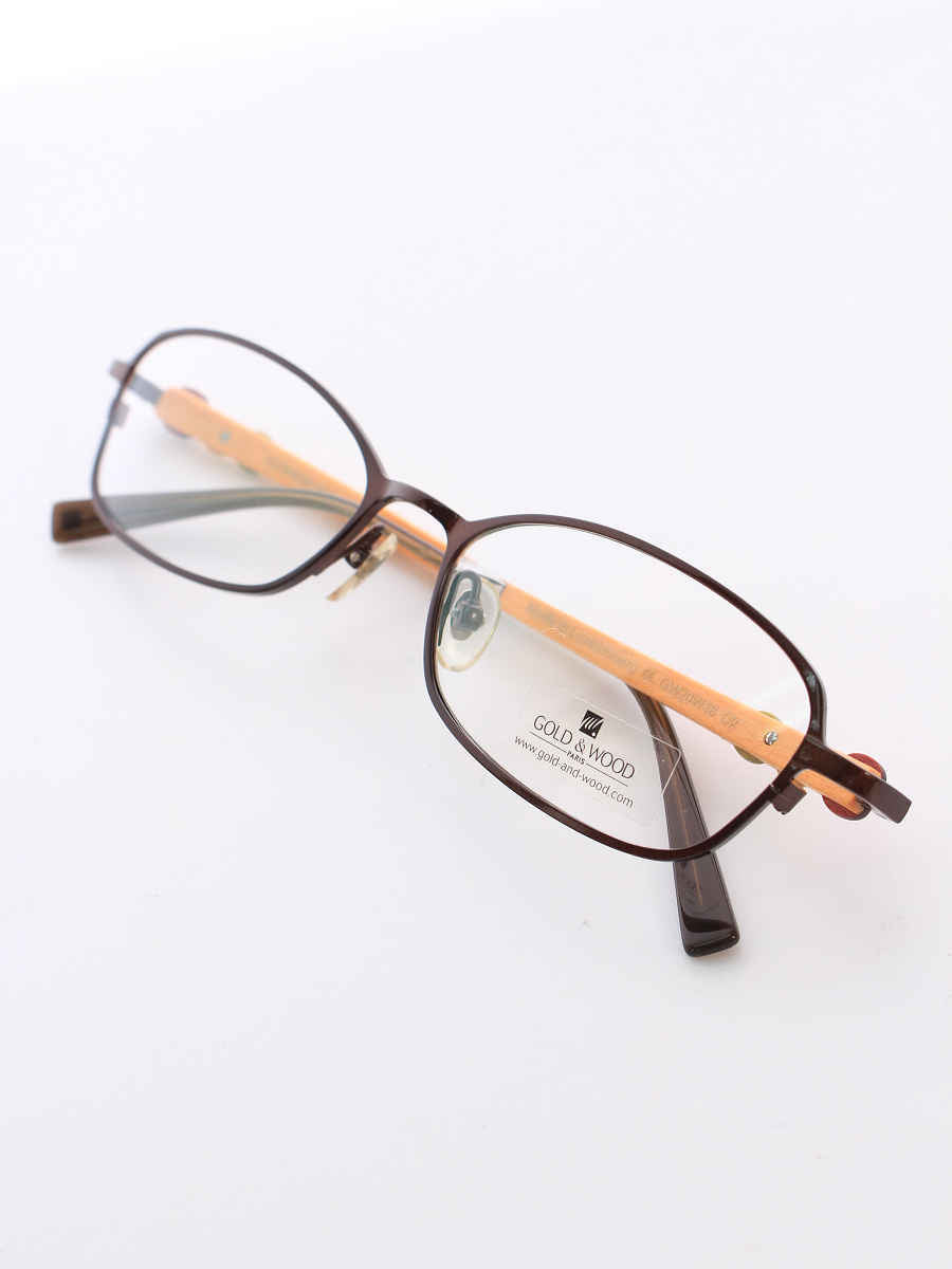 ゴールド&ウッド メガネ GW20W38 C2 ウッドフレーム スクエア ドット