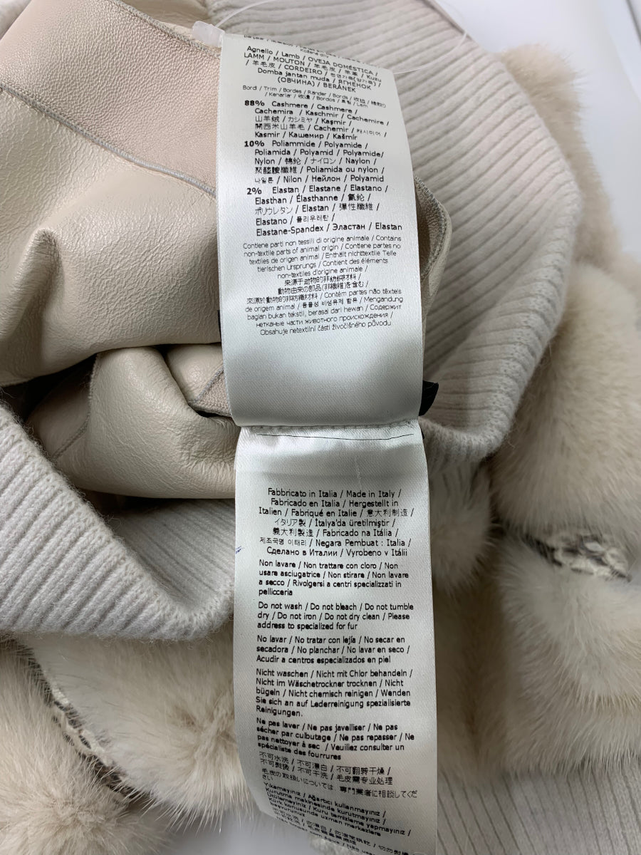 フェンディ パールホワイト エラフレザー ミンク ボンバージャケット FNE57LAHOUF0QK9 36 ホワイト スネークレザー IT5DRIEZY9V9 【SALE】