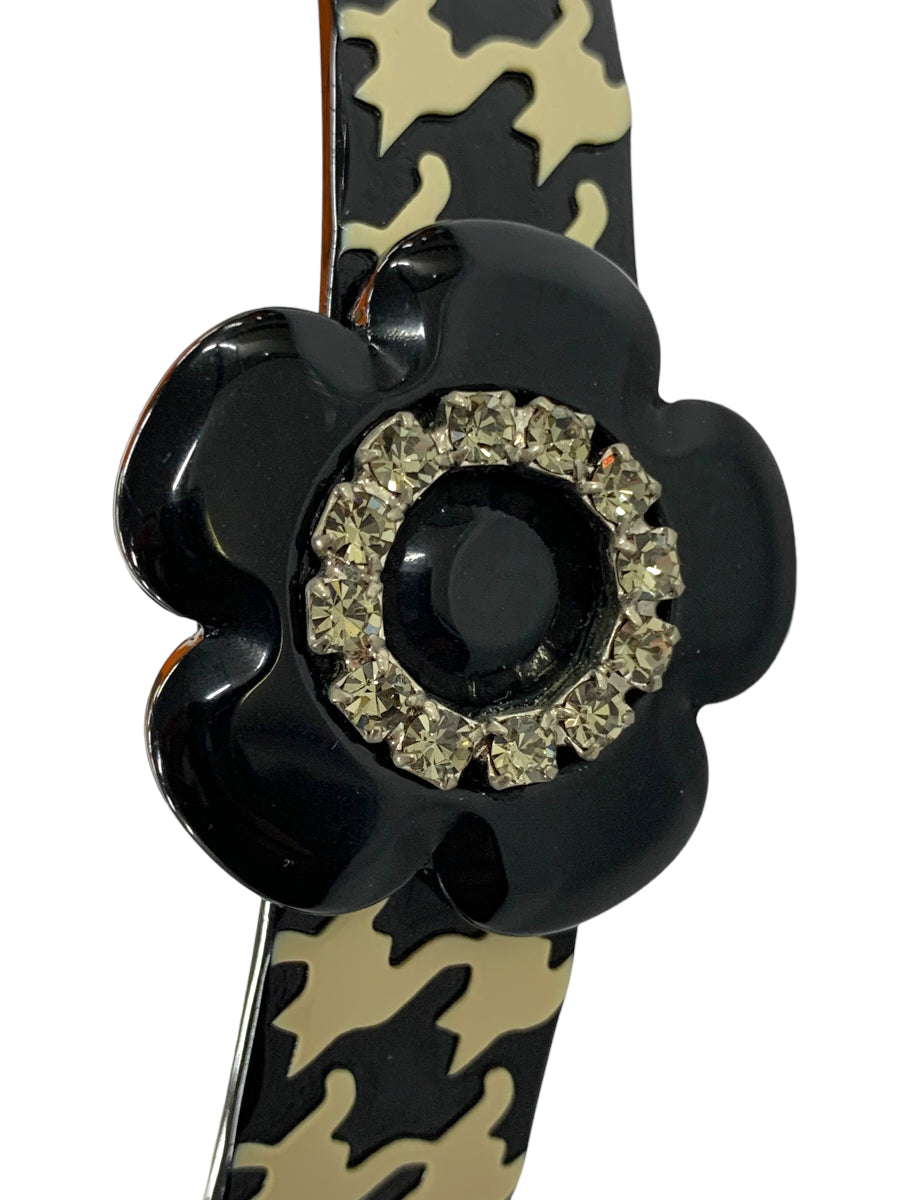 アレクサンドルドゥパリ カチューシャ ブラック 千鳥柄 花 ラインストーン ITCYPLZYORZC 【SALE】