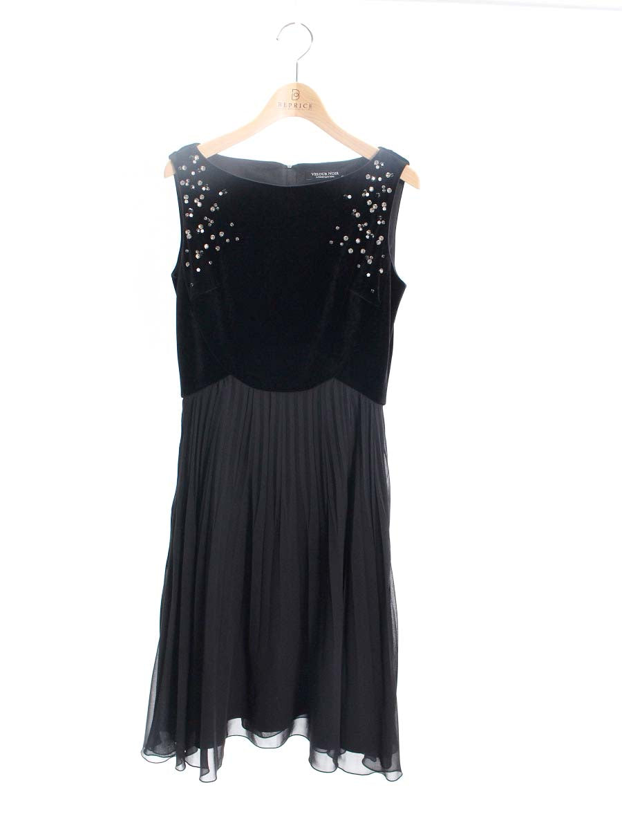 ベロアノワール by フォクシーニューヨーク Dress Crystal Pleats 35516 ワンピース 40 ブラック ベロア  ITPTEWMN04MW