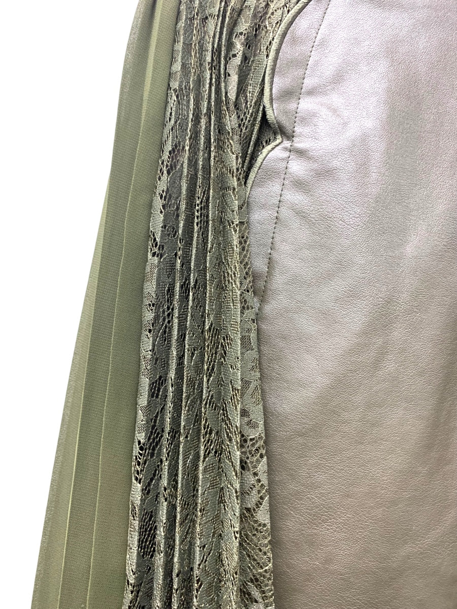 チェスティ 21L702 スカート 0 カーキグリーン レザー レース スカラップ ITXEZWZTI19W