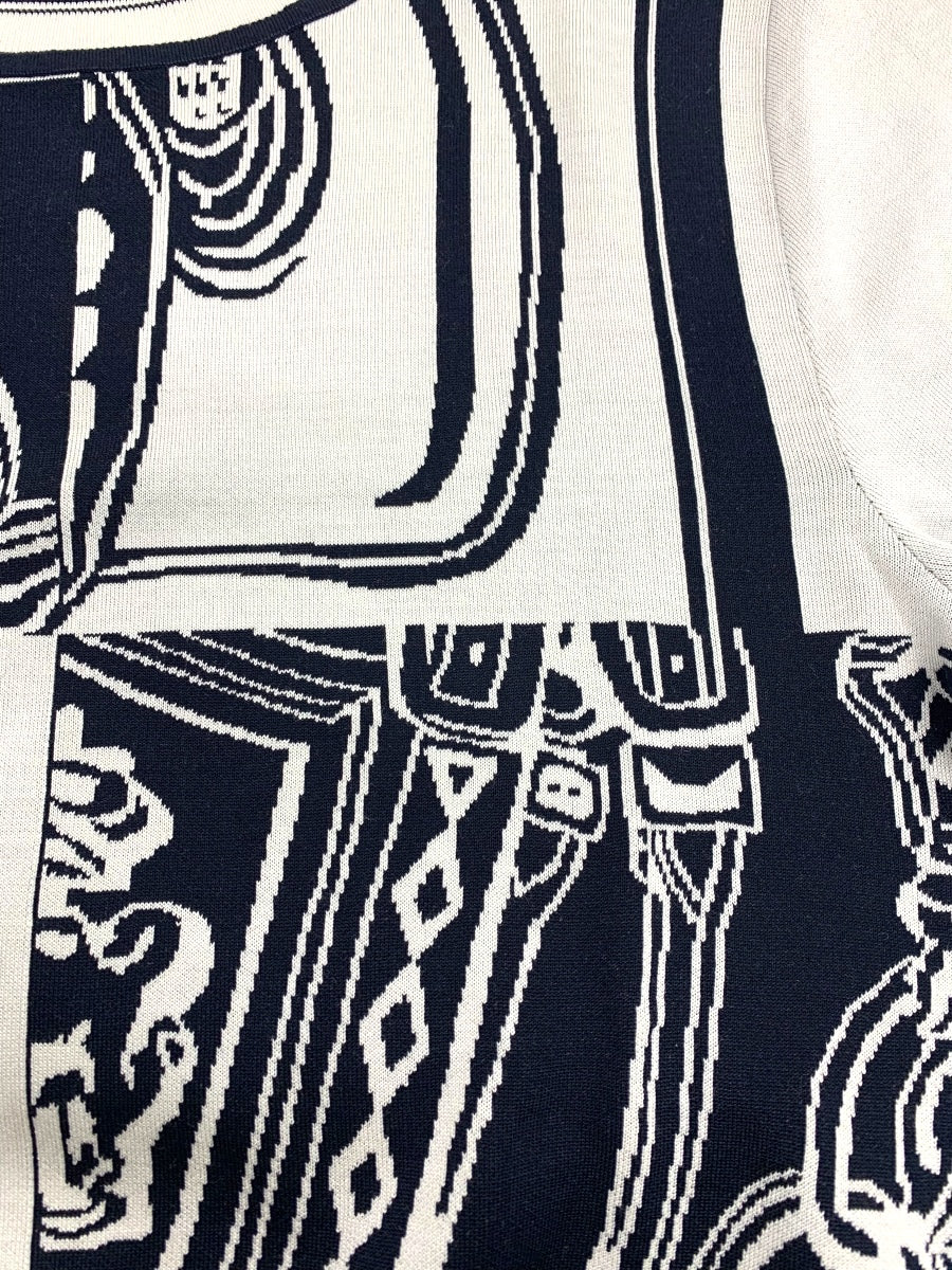 エルメス ロングスリーブニット ニットジャカード 《無秩序》 4E265D6 ニット 38 ホワイト シルクニット ラウンドネック ITM6UYDPMV2S