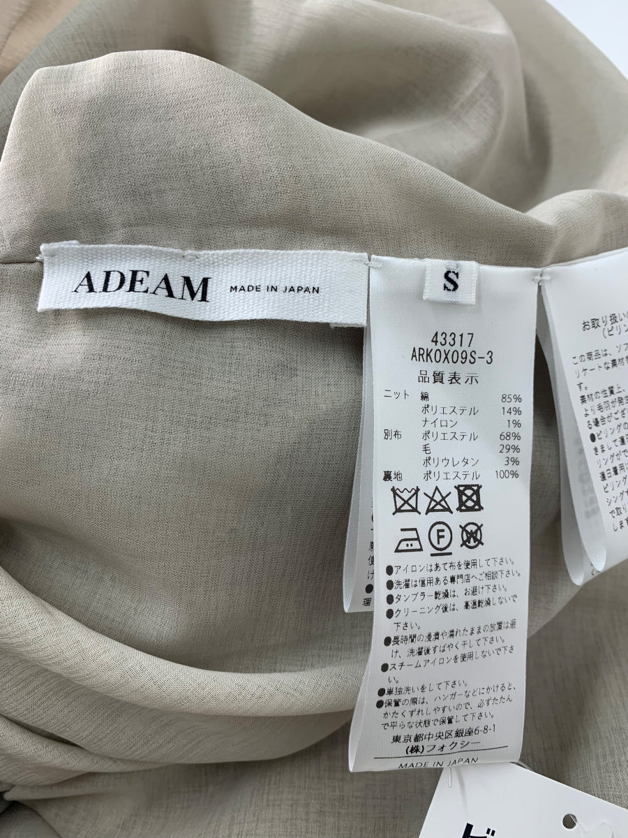 アディアム Ellsworth Dress 43317 ワンピース S ベージュ ニット切り替え プリーツ 【SALE】
