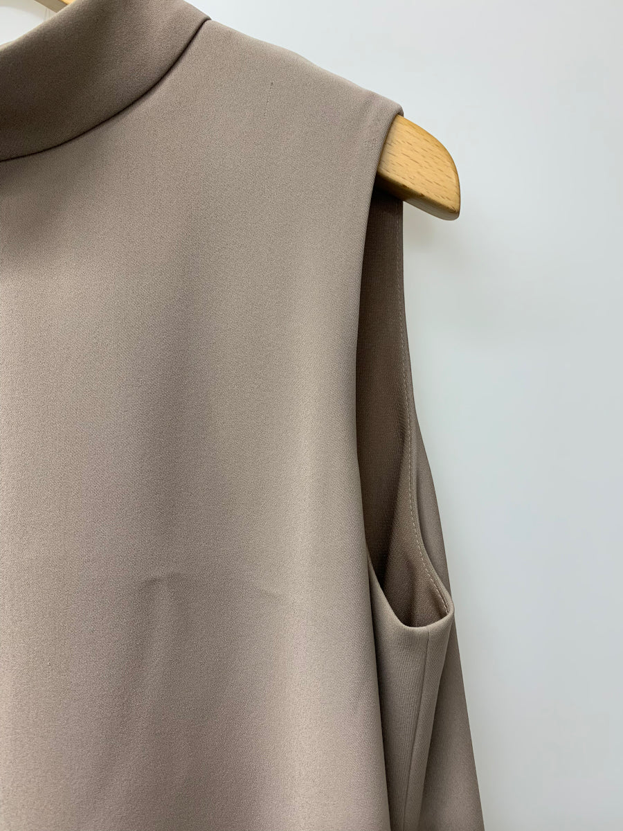 フォクシーニューヨーク Dress 38191 ワンピース 40 ブラウン 裾プリーツ バックジップ