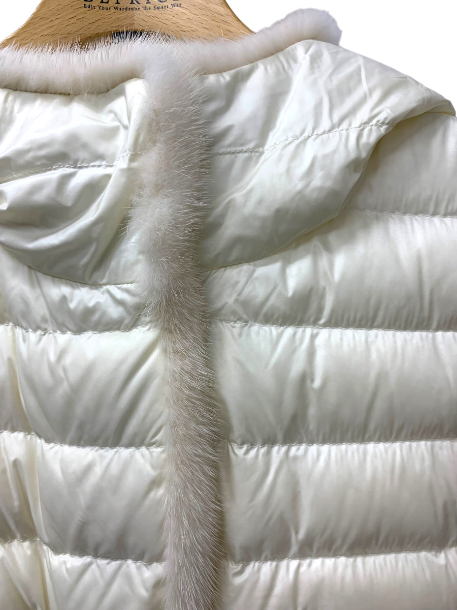 モンクレール BEURRE GILET F10931B10501 C0357 ダウンベスト 00 ホワイト ミンクファー フード付き ITFI5E997MFF 【SALE】