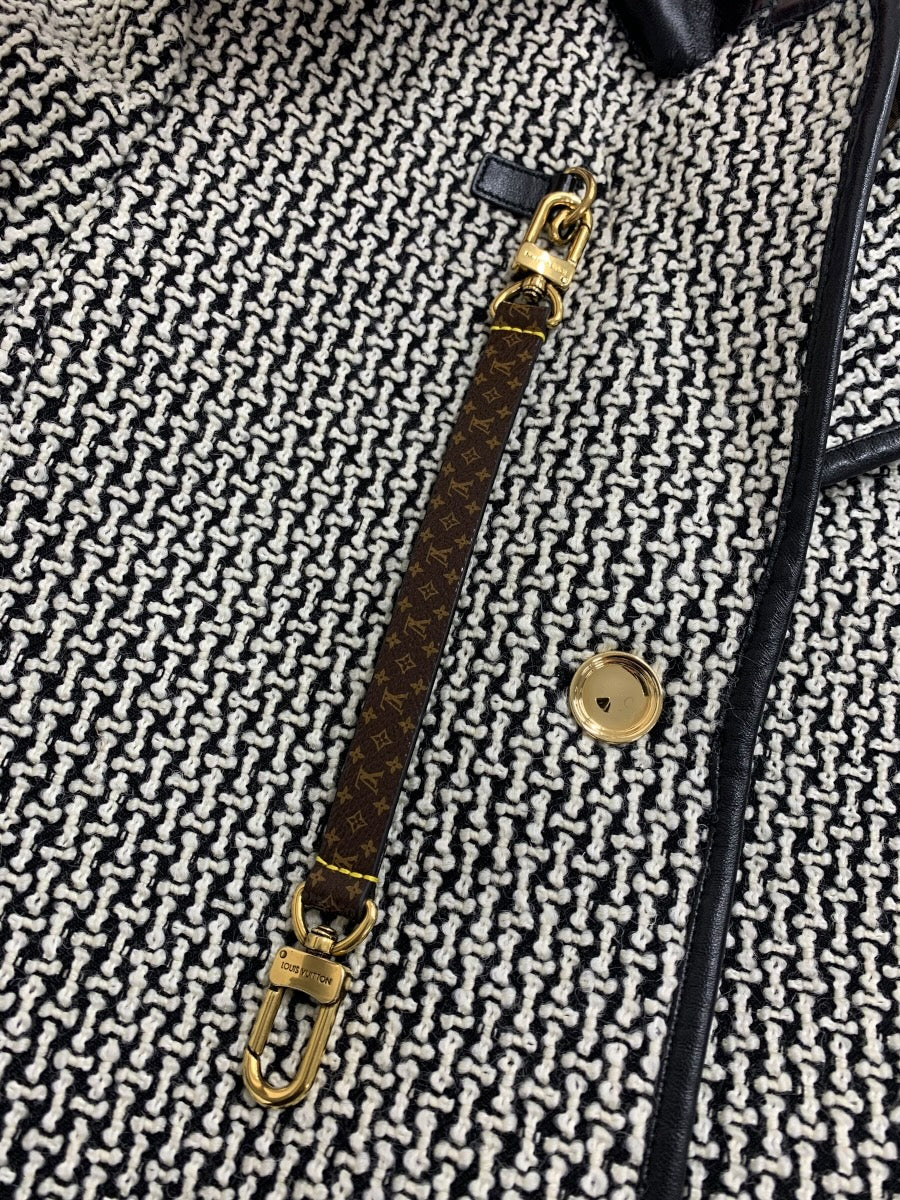 ルイヴィトン レザートリムグラフィックツイードコート RW232W AIHFPCO28 34 ブラック ツィード モノグラム ウール シルク IT7I4E20PA74 【SALE】