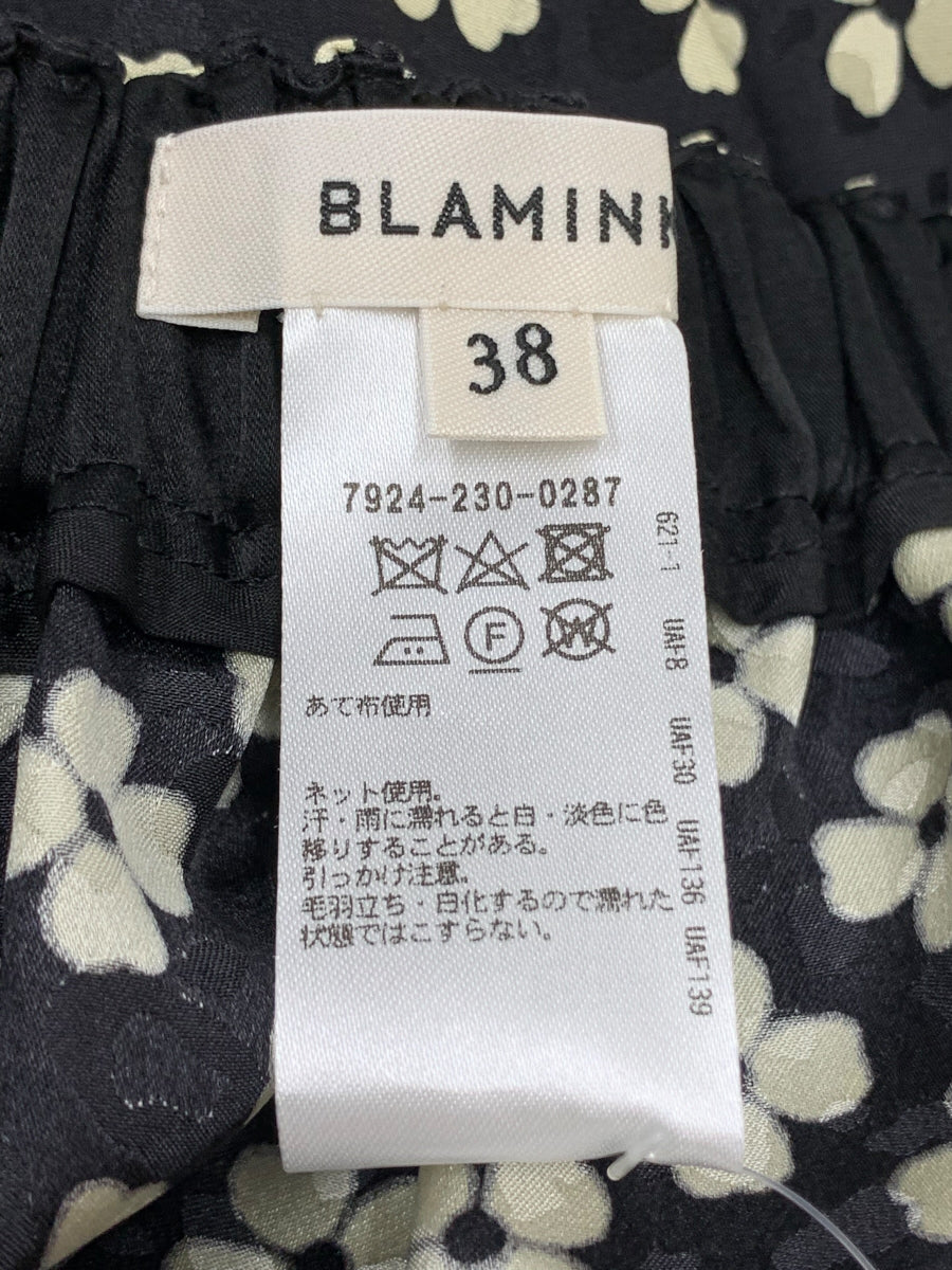 ブラミンク 7924-230-0287 スカート 38 ブラック クローバープリント ギャザー IT4VGCRZ3Q00