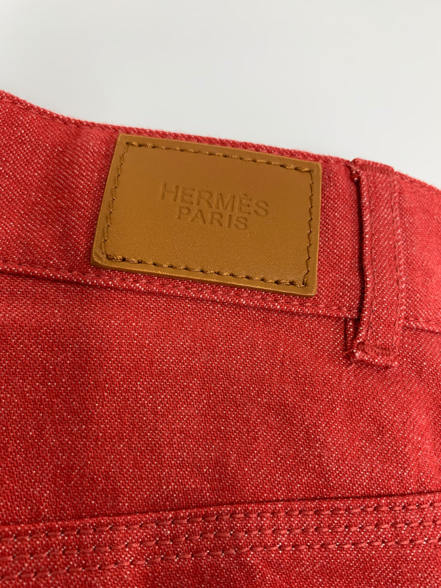 エルメス デニムパンツ 34 レッド 22SS アンクルパンツ IT7CKCW8XAX8 【SALE】