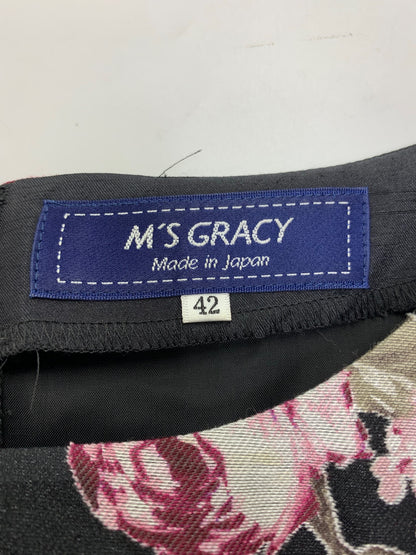 エムズグレイシー 721510 ワンピース 42 ブラック ローズモチーフ IT6Y71SOX9YM