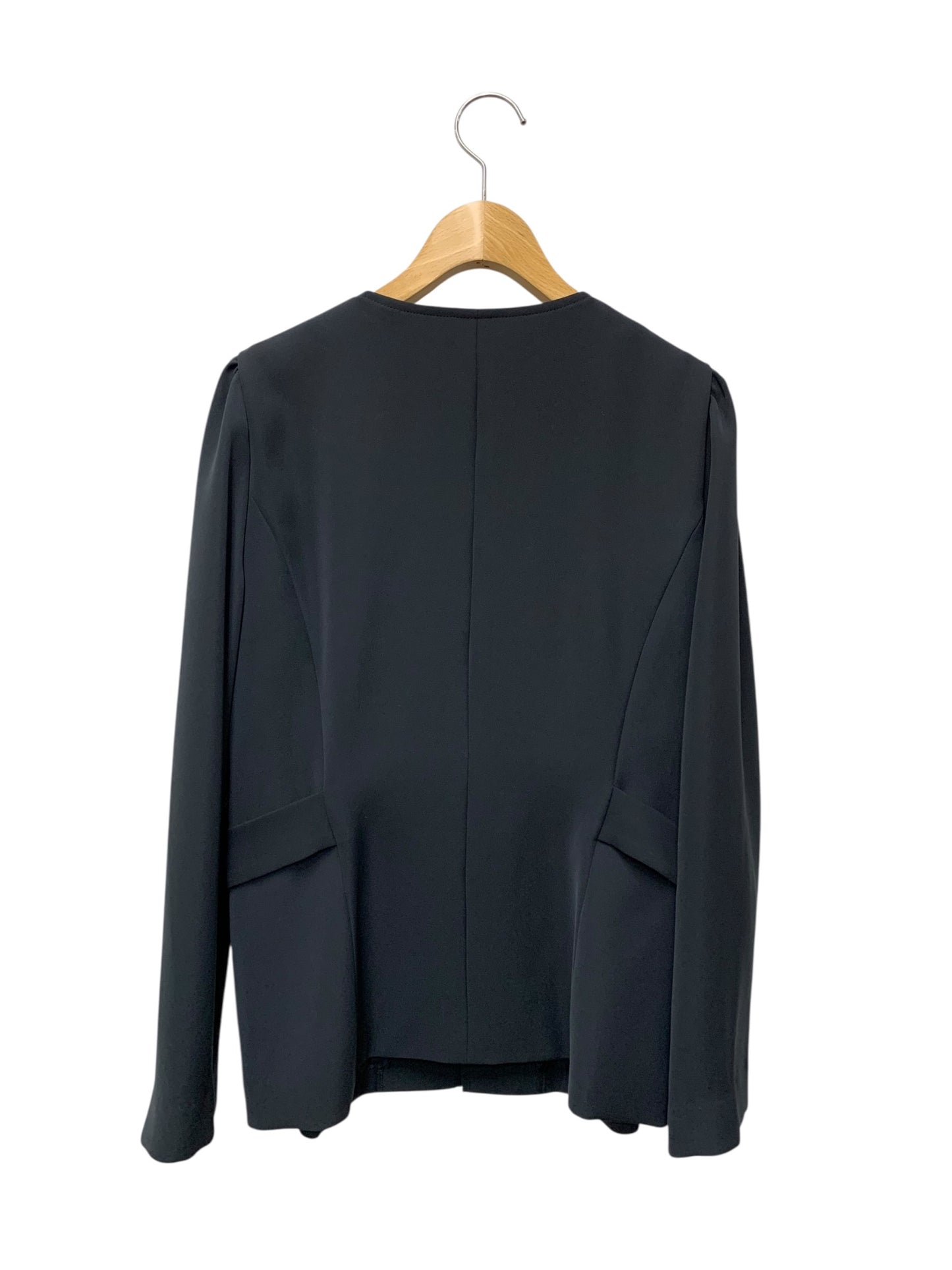 エムズグレイシー 514122 ジャケット 42 ネイビー ノーカラー リボン ジップアップ IT2UCRS0WJ6G