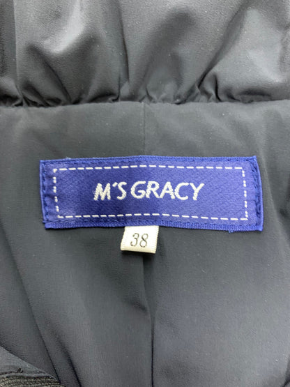 エムズグレイシー 729505 ダウンジャケット 38 ネイビー ペプラム Wカメリアジップ ウール ITTZKDVMC7VM