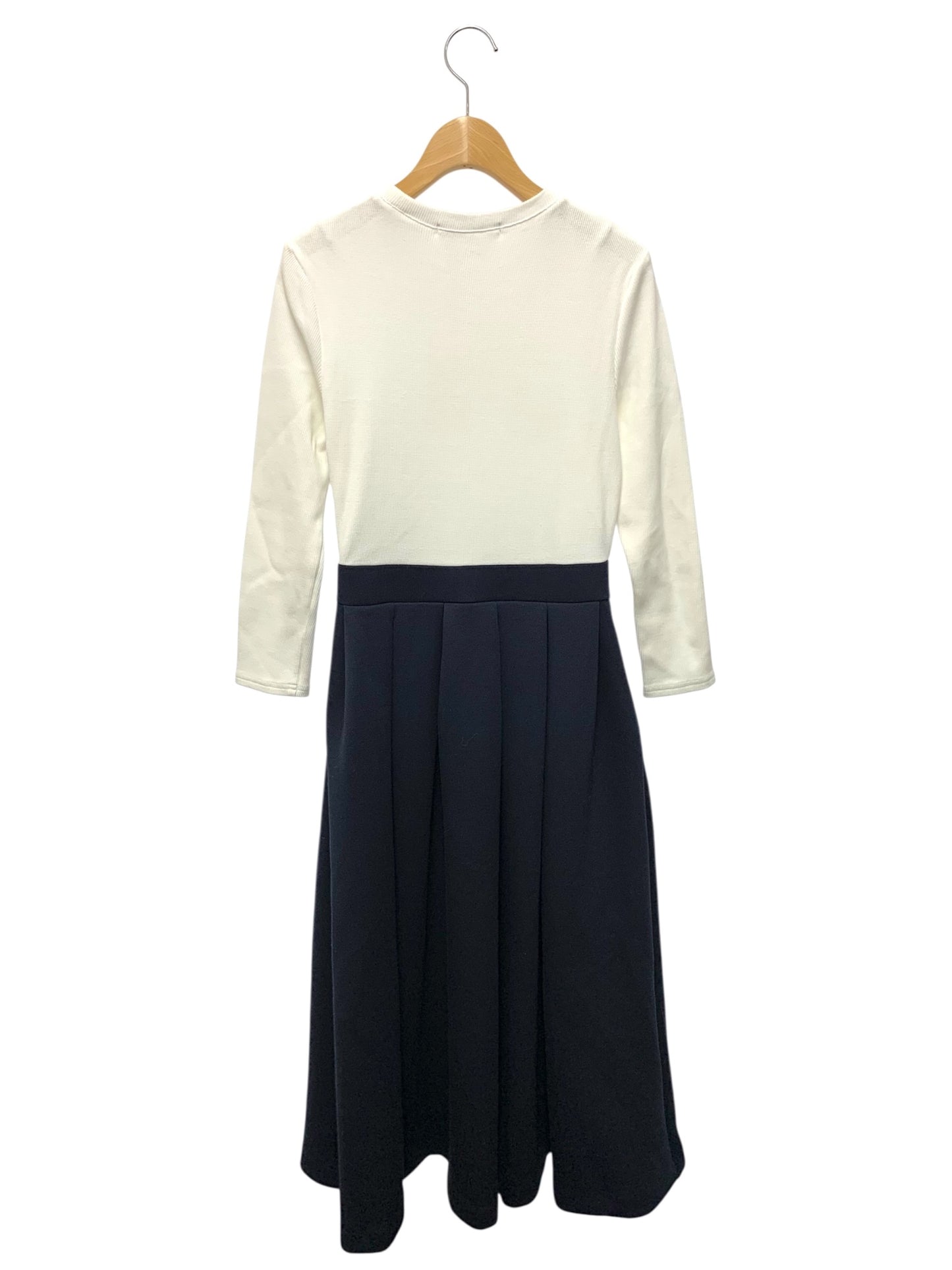 ツルバイマリコオイカワ 2230530 ワンピース 34 ネイビー 切替 ニット タックフレア ITXY6ZSU35U0 【SALE】