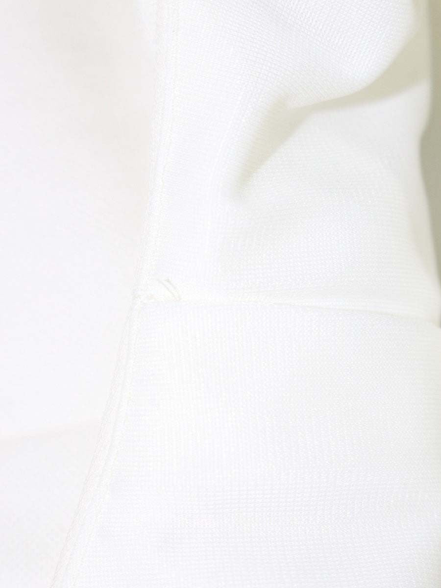 ルネ リミテッドエディション 5837040 ワンピース 38 ホワイト バイカラー バックジップ くるみボタン ストレッチ素材 IT4GH68S1X85