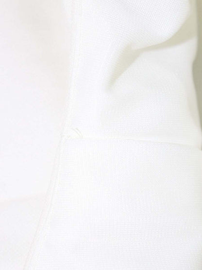 ルネ リミテッドエディション 5837040 ワンピース 38 ホワイト バイカラー バックジップ くるみボタン ストレッチ素材 IT4GH68S1X85