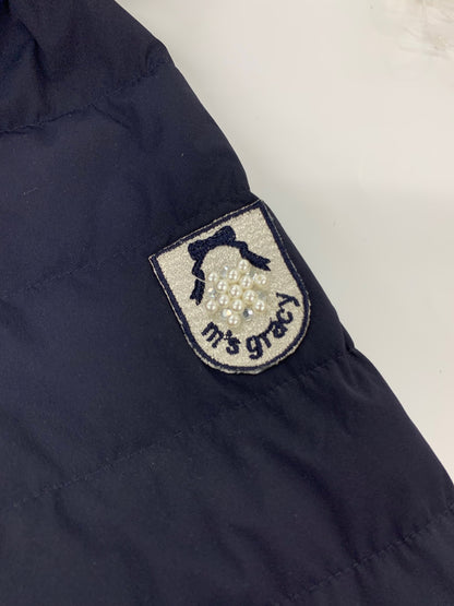 エムズグレイシー フェイクファー付きロングダウンコート 319605 38 ネイビー カメリアジップ IT97AZHWLHTE