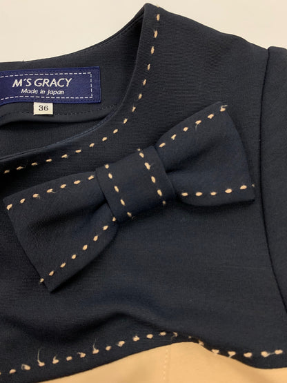 エムズグレイシー 111119 ワンピース 36 ベージュ ステッチ ITS72OMB1KOK