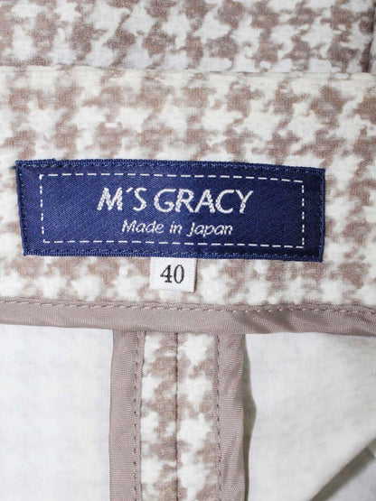 エムズグレイシー 724513 ジャケット 40 ベージュ リボン 千鳥格子 ITSNU3SMODAP