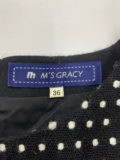 エムズグレイシー 321566 ワンピース 36 ブラック ウール混 ドット IT1LAK9SNA58