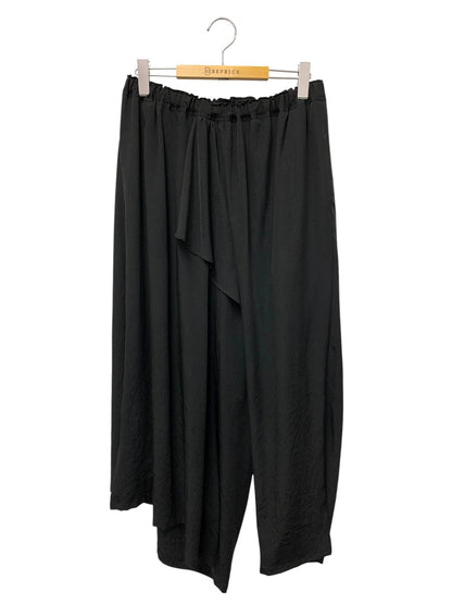 ヨウジヤマモト COLLECTIONS TA/PEクレープデシン ギャザーラップパンツ FO-P62-500 1 ブラック ITKC242TQTGQ
