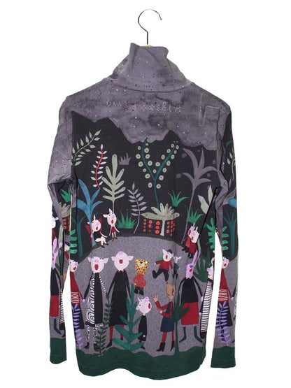 アルベロベロ 432410 カットソー F ブラック アニマルモチーフ 星空 ハイネック IT9X62YWOUYG