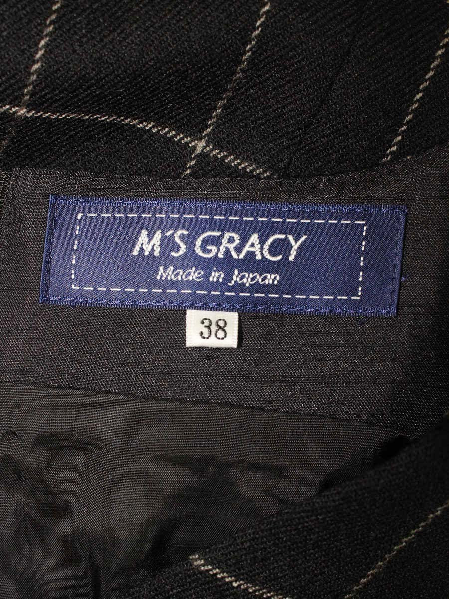 エムズグレイシー 011704 ワンピース 38 ブラック ウール混 リボン IT1TYPDH991C