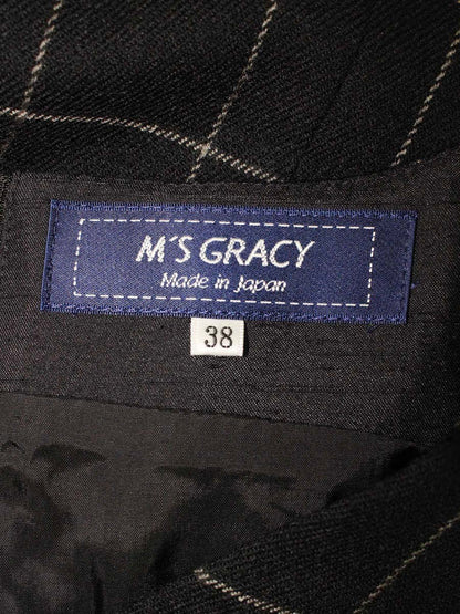 エムズグレイシー 011704 ワンピース 38 ブラック ウール混 リボン IT1TYPDH991C