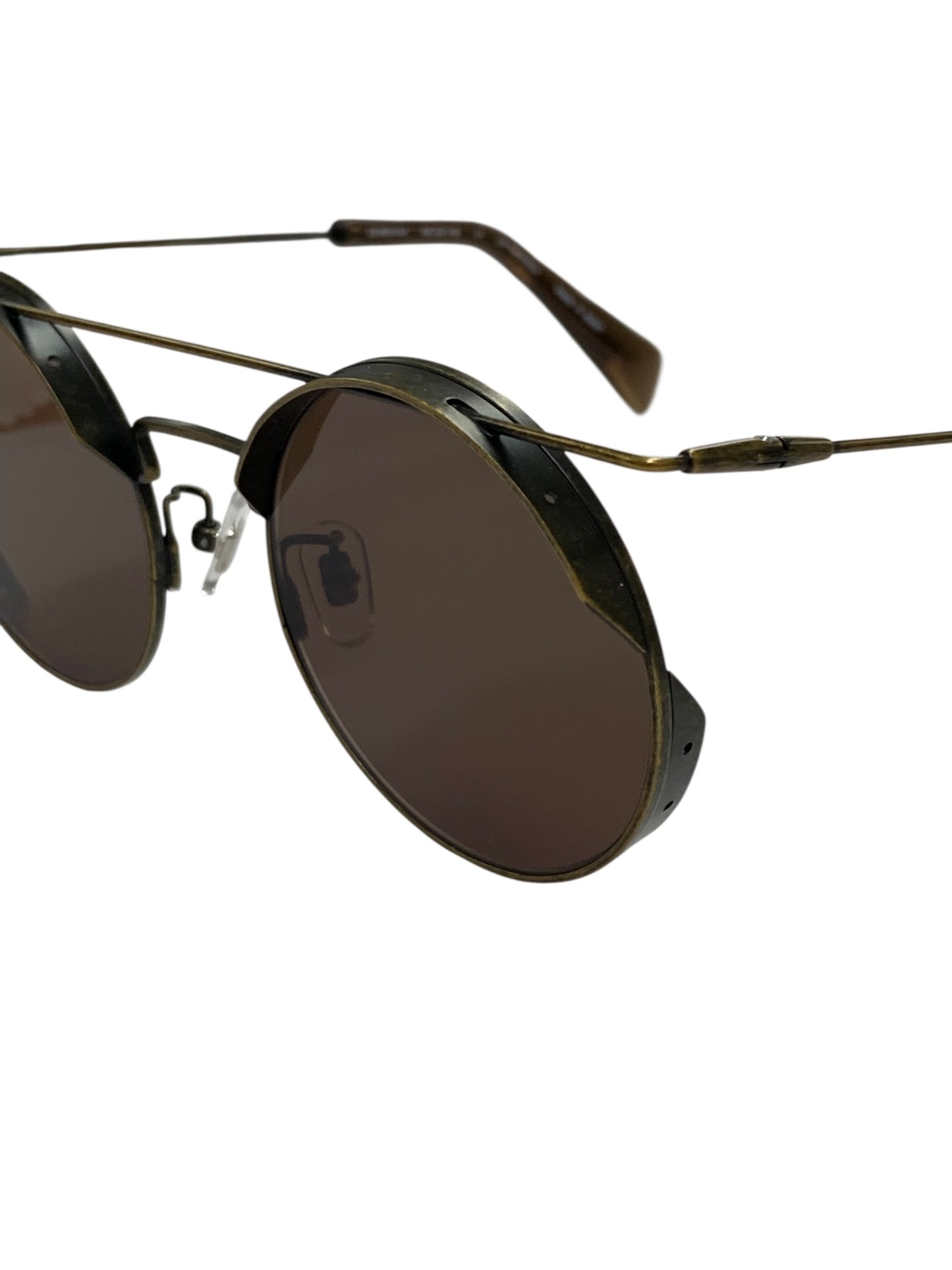 ヨウジヤマモト 20-9005 03 サングラス メガネ ゴールド Limited Edition サイドフード フラットトップ ロゴ UVカット ITSLBAWSYZZK