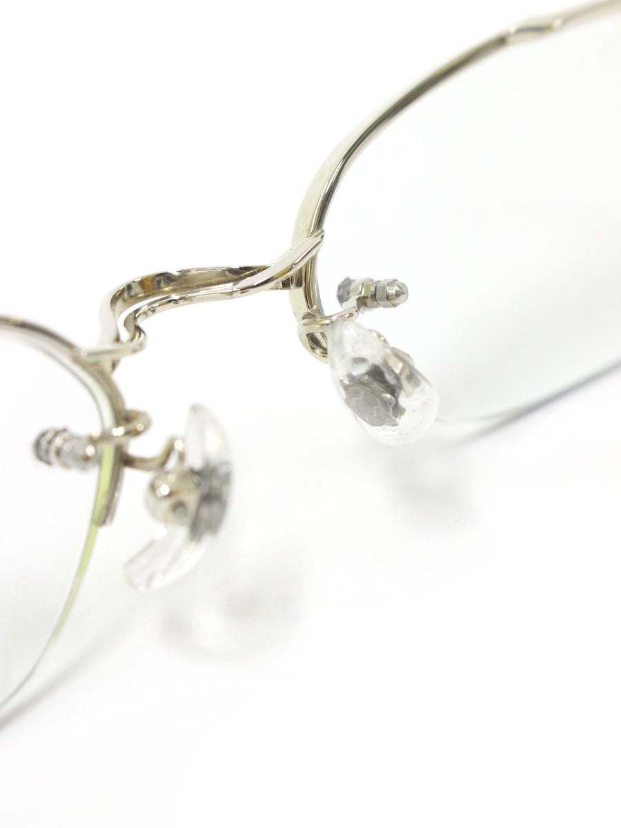 フォーナインズ O-11T メガネ シルバー メタルフレーム ハーフリム スクエア ITB5EFRBTZPM