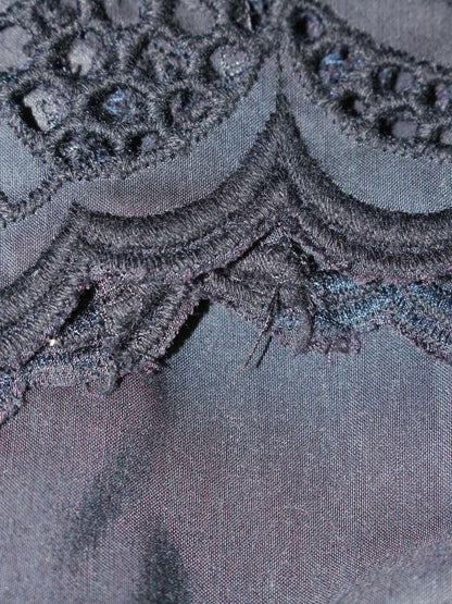 エムズグレイシー 720107 Tシャツ カットソー 38 ネイビー フラワーモチーフ 袖リボン ITQOIAYC8336