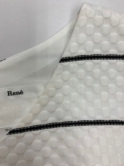 ルネ 6716520 ワンピース 36 ホワイト Vネック ボーダー ITET86P69WQO 【SALE】