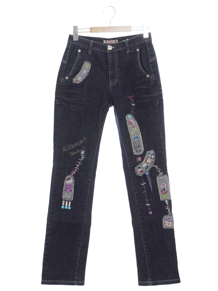 アルベロベロ 318090 デニムパンツ M ネイビー パッチワーク ビジュー IT6YMBK11OIQ