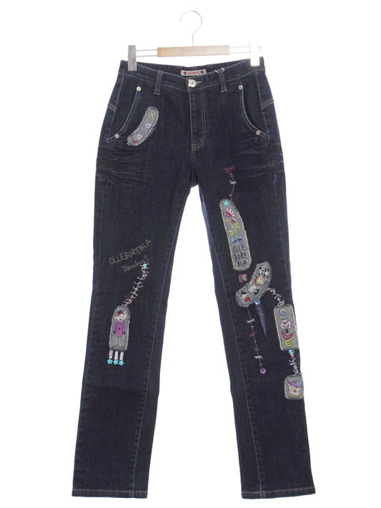 アルベロベロ 318090 デニムパンツ M ネイビー パッチワーク ビジュー IT6YMBK11OIQ