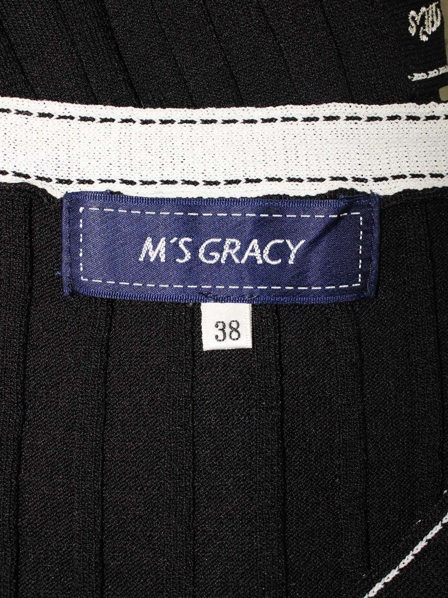 エムズグレイシー 018313 カーディガン 38 ブラック ステッチ リブ IT321YZD1MXQ