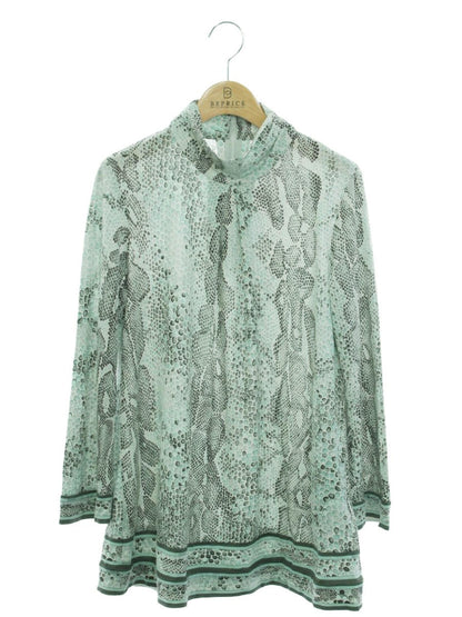 レオナール 0329953 カットソー 38 ライトグリーン タートルネック 総柄 IT86F01DWYVU