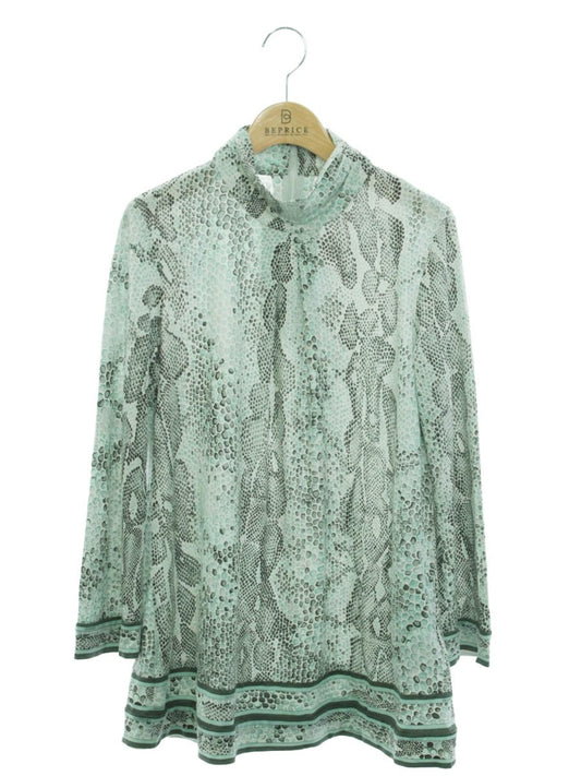 レオナール 0329953 カットソー 38 ライトグリーン タートルネック 総柄 IT86F01DWYVU